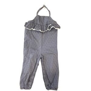 Shabby Chic 24 Months Baby Toddler Girl Blue Polka Dot Romper Jumpsuit Halter